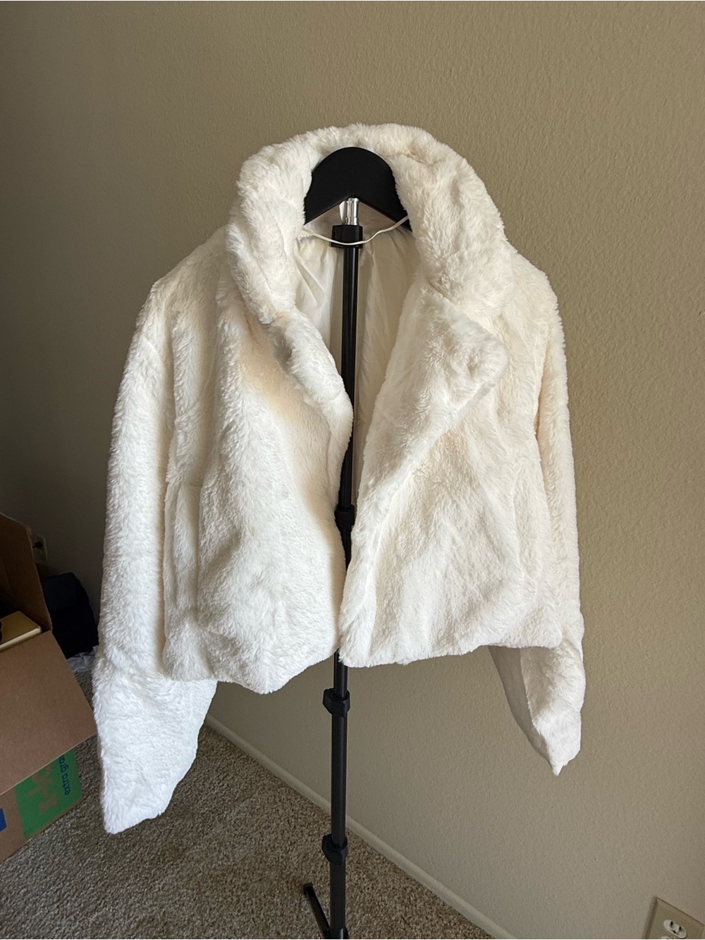 Daisy Shoppe Ivory Faux Fur Plush Jacket Cream Coat